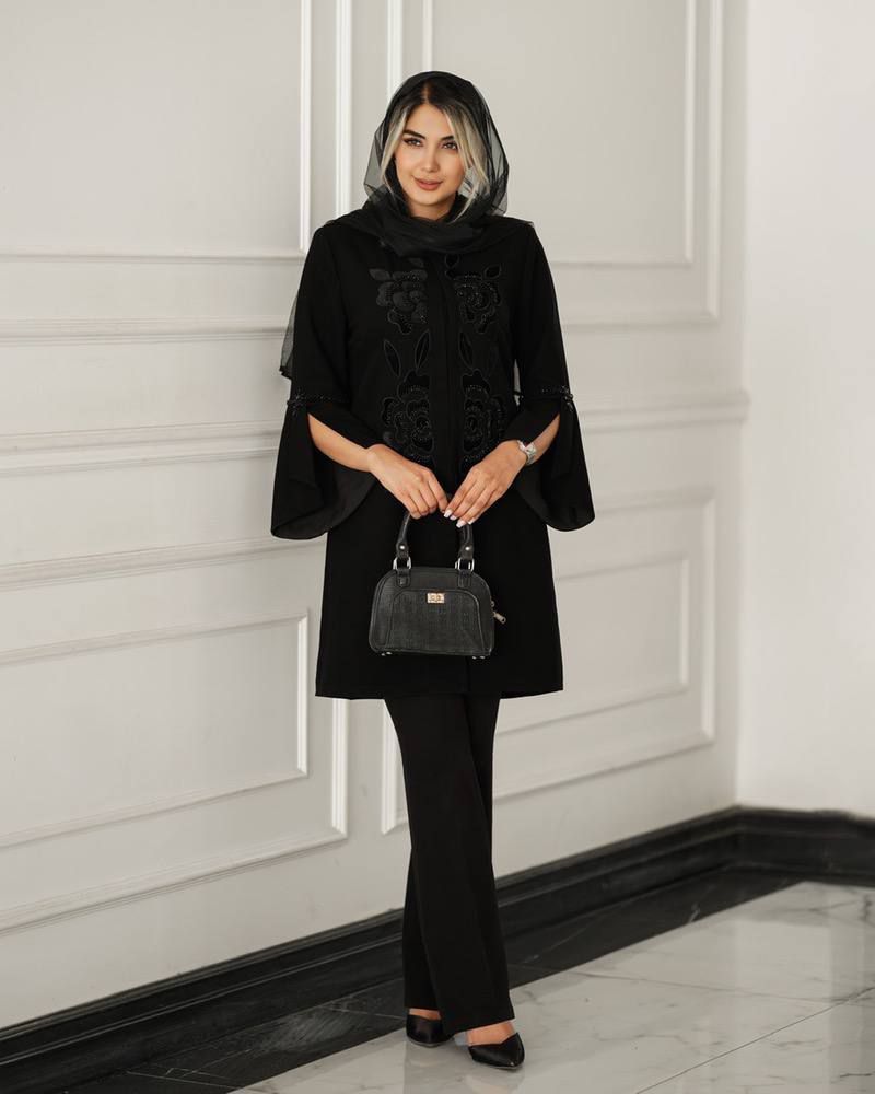 مانتو کتی یقه ایستاده زنبق